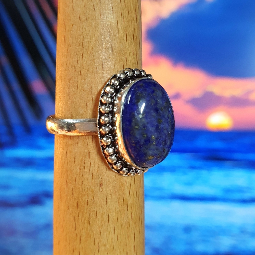 Lapis Lazuli Sterling Silver Plated Ring Size 7.5